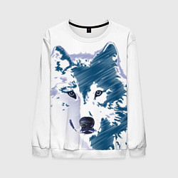 Свитшот мужской Волк темно-синий, цвет: 3D-белый