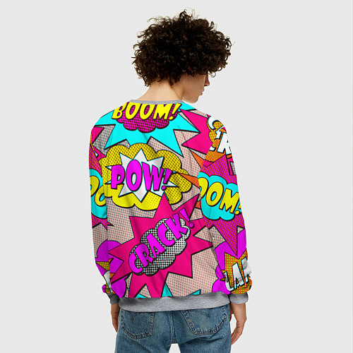 Мужской свитшот Pop art - pow / 3D-Меланж – фото 4