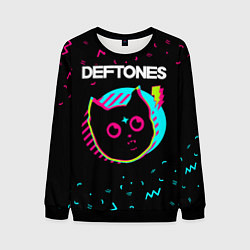 Свитшот мужской Deftones - rock star cat, цвет: 3D-черный