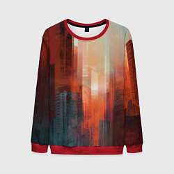 Свитшот мужской Размытый город на закате, цвет: 3D-красный