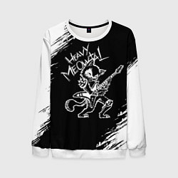 Свитшот мужской Кот хэви металл, цвет: 3D-белый