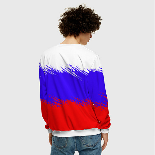 Мужской свитшот Триколор штрихи / 3D-Белый – фото 4