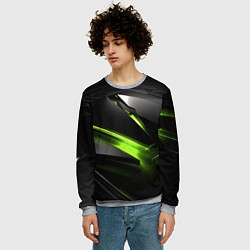 Свитшот мужской Зеленая абстрактная конструкция в стиле nvidia, цвет: 3D-меланж — фото 2