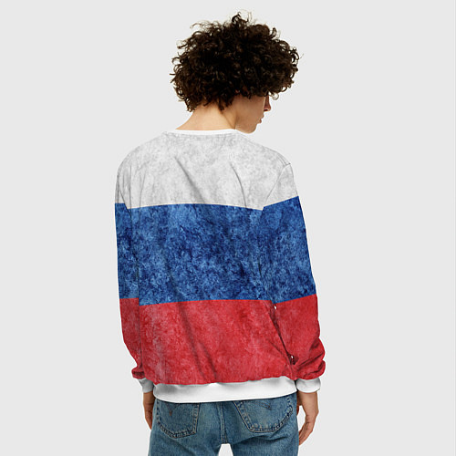 Мужской свитшот Флаг России разноцветный / 3D-Белый – фото 4