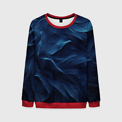 Свитшот мужской Синие глубокие абстрактные волны, цвет: 3D-красный