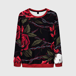 Мужской свитшот Череп и красные розы