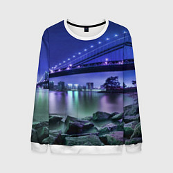 Свитшот мужской Вечерняя Америка - мост, цвет: 3D-белый
