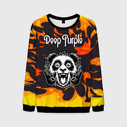 Свитшот мужской Deep Purple рок панда и огонь, цвет: 3D-черный