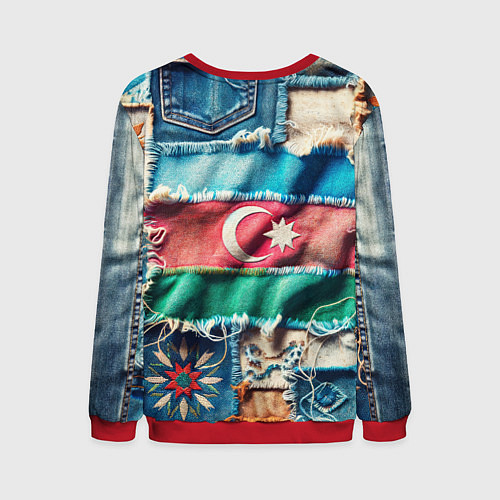 Мужской свитшот Пэчворк джинсы в Азербайджане / 3D-Красный – фото 2