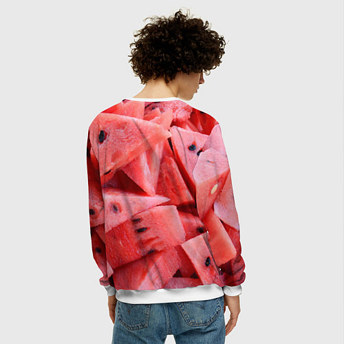 Мужской свитшот Арбузные ломти / 3D-Белый – фото 4