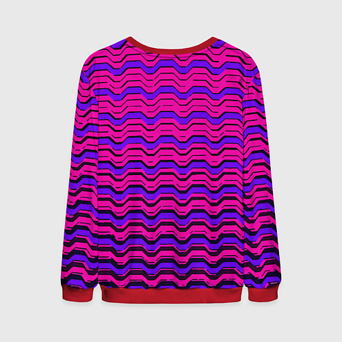 Мужской свитшот Розовые линии и чёрные полосы / 3D-Красный – фото 2