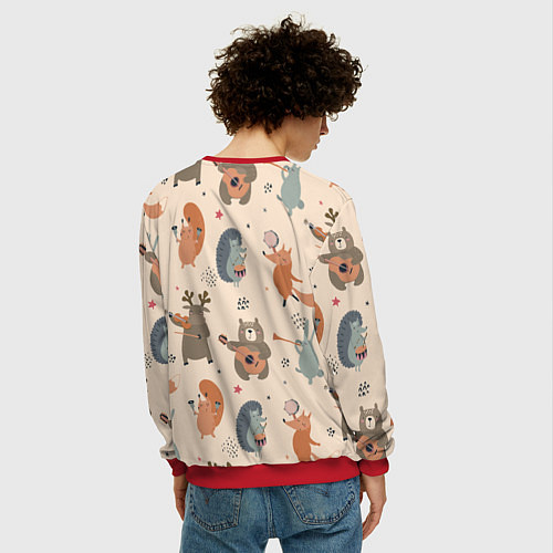 Мужской свитшот Животные с инструментами / 3D-Красный – фото 4