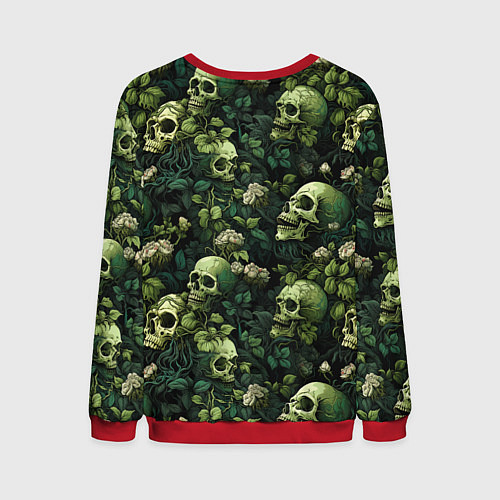 Мужской свитшот Поле черепов с цветами / 3D-Красный – фото 2