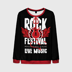 Свитшот мужской Rock festival - live music, цвет: 3D-красный