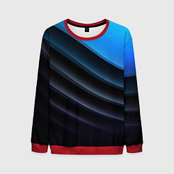 Свитшот мужской Геометрическая синяя абстракция на черном фоне мин, цвет: 3D-красный
