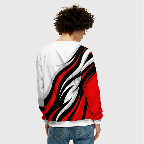 Мужской свитшот Mercedes benz AMG - белый с красным / 3D-Белый – фото 4