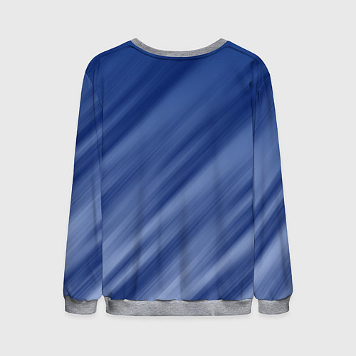 Мужской свитшот Белые полосы на синем фоне / 3D-Меланж – фото 2