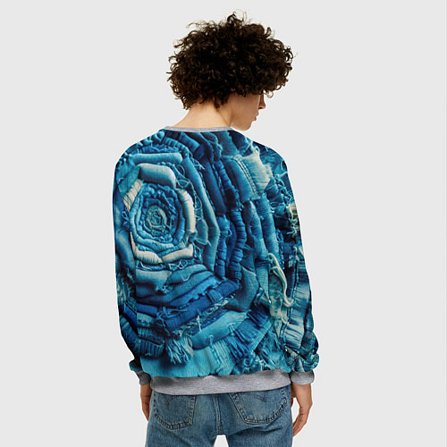 Мужской свитшот Джинсовая роза - нейросеть / 3D-Меланж – фото 4