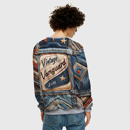 Мужской свитшот Vintage vanguard jeans - patchwork / 3D-Меланж – фото 4