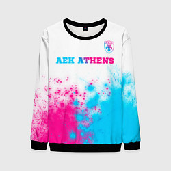 Свитшот мужской AEK Athens neon gradient style посередине, цвет: 3D-черный