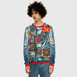 Свитшот мужской Ретро пэчворк СССР, цвет: 3D-красный — фото 2