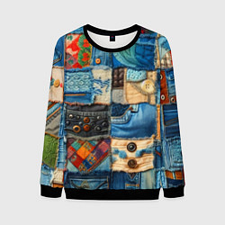 Свитшот мужской Vanguard denim patchwork - ai art, цвет: 3D-черный