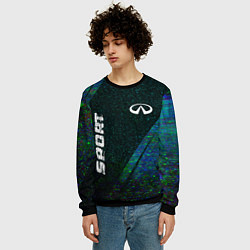 Свитшот мужской Infiniti sport glitch blue, цвет: 3D-черный — фото 2