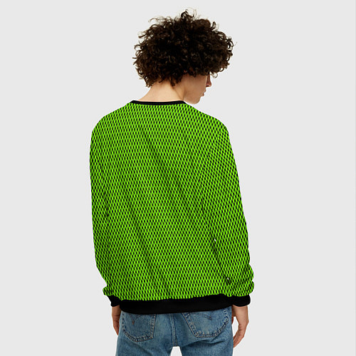 Мужской свитшот Кислотный зелёный имитация сетки / 3D-Черный – фото 4