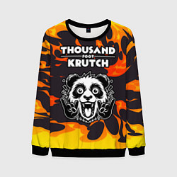 Свитшот мужской Thousand Foot Krutch рок панда и огонь, цвет: 3D-черный