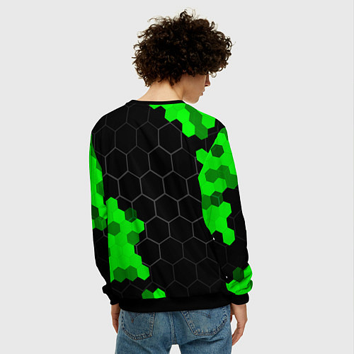 Мужской свитшот FAW green sport hexagon / 3D-Черный – фото 4