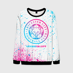 Свитшот мужской Leicester City neon gradient style, цвет: 3D-черный