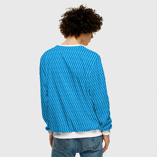 Мужской свитшот Паттерн яркий сине-голубой / 3D-Белый – фото 4
