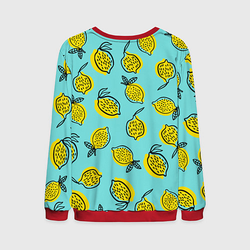 Мужской свитшот Летние лимоны - паттерн / 3D-Красный – фото 2
