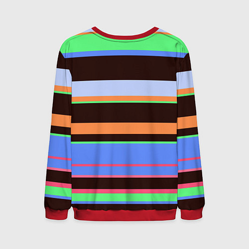 Мужской свитшот Разноцветный полосатый / 3D-Красный – фото 2