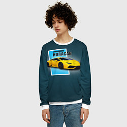 Свитшот мужской Спортивная итальянская машина Lamborghini Huracan, цвет: 3D-белый — фото 2