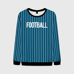 Свитшот мужской Синий с белым полосатый узор с надписью футбол, цвет: 3D-черный