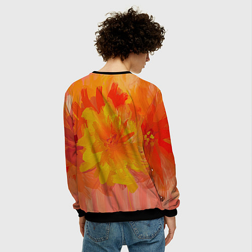 Мужской свитшот Абстракция цветы мастихин / 3D-Черный – фото 4