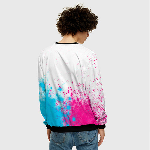 Мужской свитшот Real Madrid neon gradient style посередине / 3D-Черный – фото 4