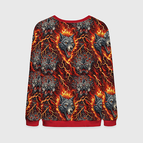 Мужской свитшот Волки эпичный паттерн / 3D-Красный – фото 2