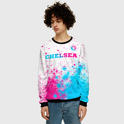 Свитшот мужской Chelsea neon gradient style посередине, цвет: 3D-черный — фото 2