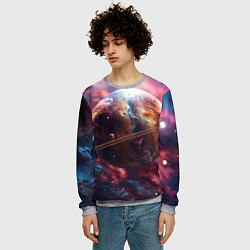 Свитшот мужской Объемный космос и планеты, цвет: 3D-меланж — фото 2