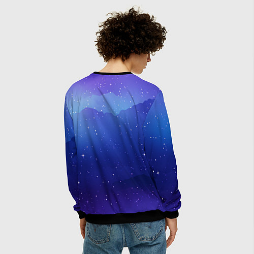 Мужской свитшот Синий космос и звезды / 3D-Черный – фото 4