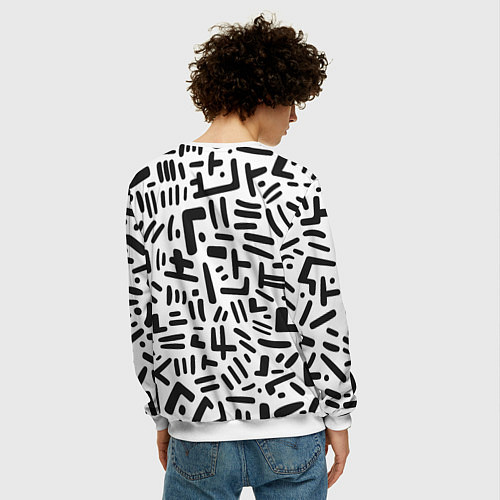 Мужской свитшот Паттерн линиями / 3D-Белый – фото 4