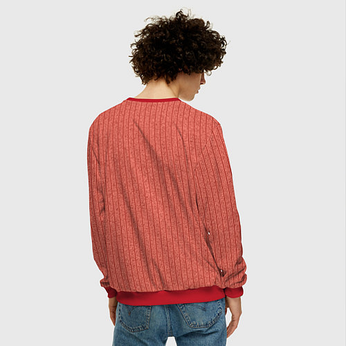 Мужской свитшот Тёмный коралловый полосатый / 3D-Красный – фото 4