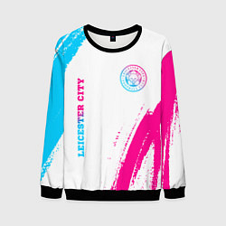 Свитшот мужской Leicester City neon gradient style вертикально, цвет: 3D-черный