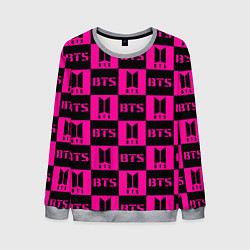 Свитшот мужской BTS pattern pink logo, цвет: 3D-меланж