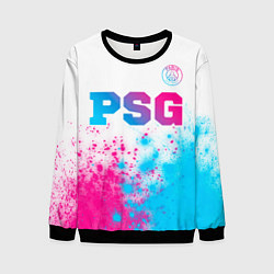 Свитшот мужской PSG neon gradient style посередине, цвет: 3D-черный
