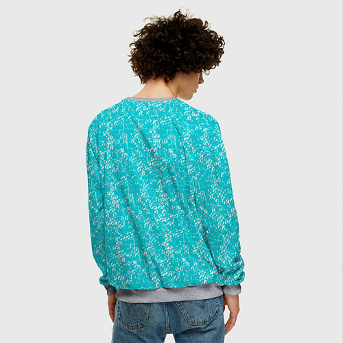 Мужской свитшот Бело-голубой паттерн квадратики / 3D-Меланж – фото 4