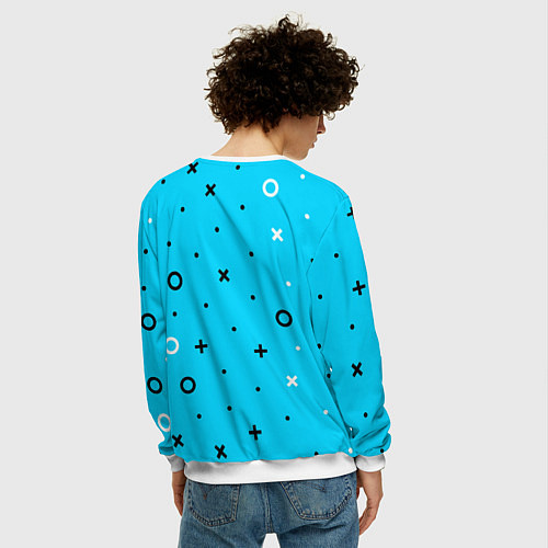 Мужской свитшот Сова в одежде на стиле / 3D-Белый – фото 4