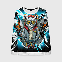 Свитшот мужской Сова в стильной одежде модница, цвет: 3D-белый